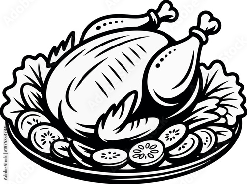 Adobe Illustrator Artwork  grill chicken line art