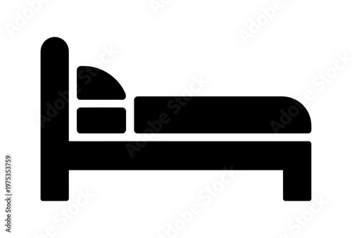 Vector icon of a bed with a headboard and a pillow