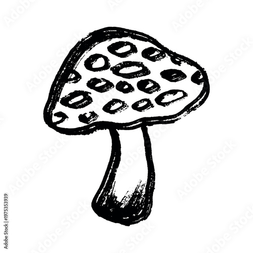 Hand drawn mushroom doodle Botanical illustration Cute autumn mushroom Healthy eco food Organic vegetarian food For stickers, greeting card, design, print, packaging, decor, kids books