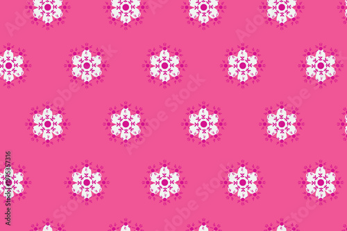Bright Pink Geometric Daisy Seamless Pattern