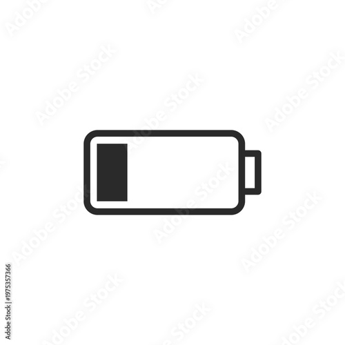 Line icon of low battery representing fatigue, low energy, exhaustion, and burnout. Suitable for health, mental wellness, productivity, and lifestyle topics.