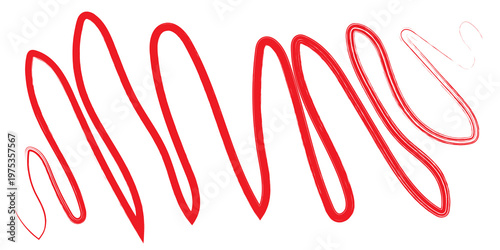 Fotografija Continuous red looping line drawing with varying thickness and fade on a transparent checkered background