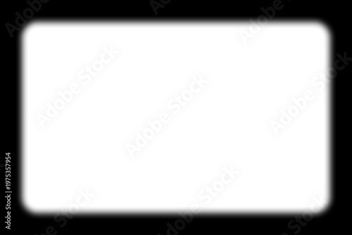 Black Soft Vignette Frame Overlay with Blurred Edges, Rounded Rectangle Border, Dark Gradient Film Effect, Isolated on Transparent Background