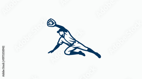 Baseball Player Diving Catch Action Silhouette
