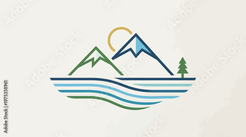 Minimalist Mountain Landscape Logo Design
