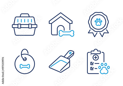 Pet Supplies and Services thin line icon set. Minimal web icons