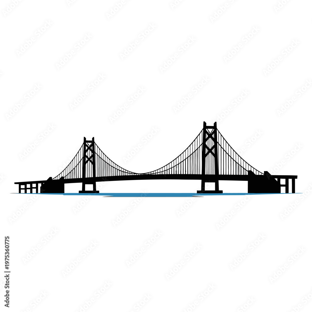 Fototapeta premium Iconic suspension bridge silhouette over water