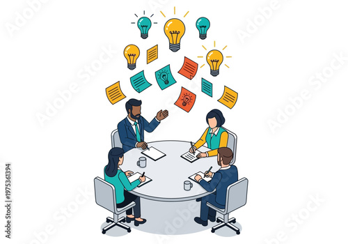 Business meeting with creative ideas being generated around the conference table