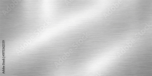 A polished silver stainless steel plate with a brushed metallic texture provides a shiny industrial grey surface pattern for a smooth aluminum material wallpaper
