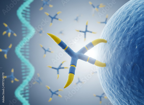 antibody and DNA helix, 3D rendering, *Intelligent Healthcare Systems & Analytics