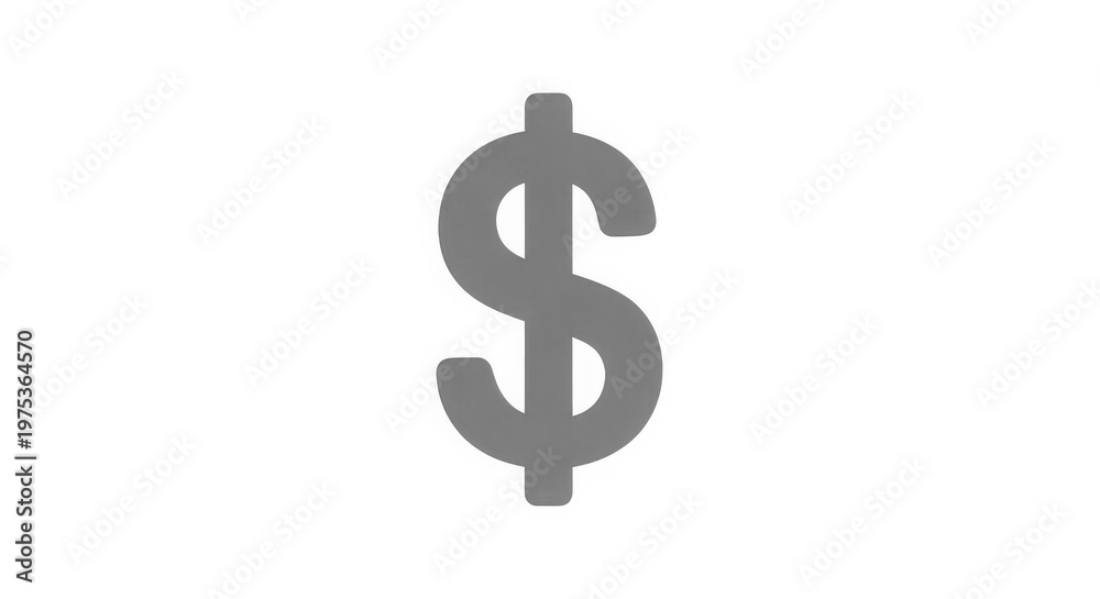 Obraz premium A gray dollar sign icon on a white background symbolizing finance