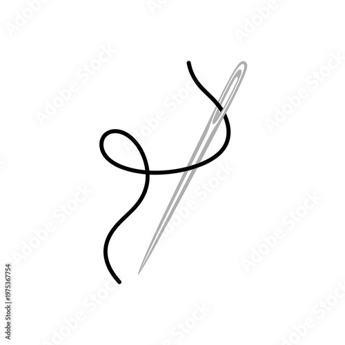 Needle and Thread Creating a Loop for Sewing