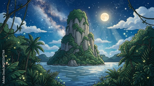 night landscape with the moon