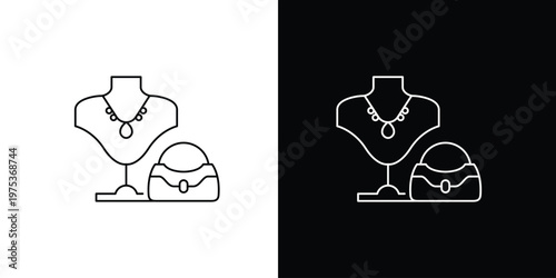 Single icon of elegant necklace and handbag set showcased on a mannequin bust, perfect for fashion and accessory themes