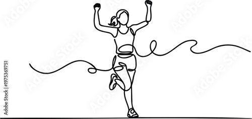 Continuous line drawing of woman jumping with fitness skipping rope