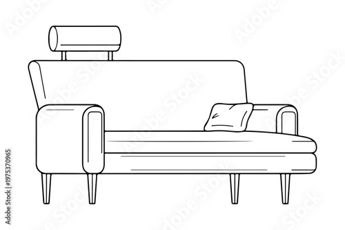 Modern sofa with pillow and adjustable headrest vector illustration sofa bed