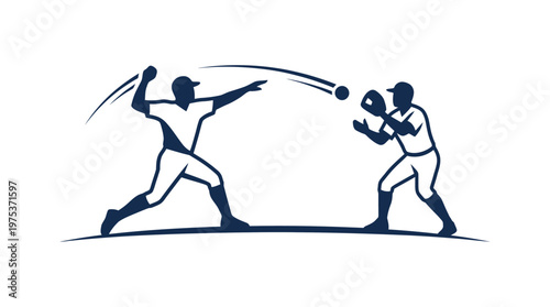 Baseball Player Pitching the Ball to Catcher