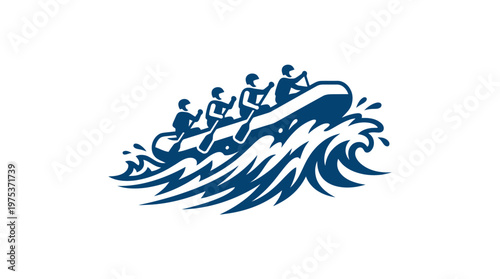 Rafting Adventure Team Navigating Whitewater Rapids