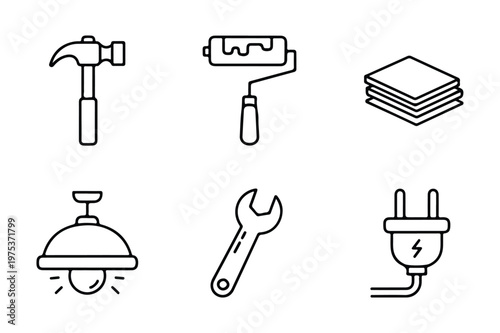 Construction and repair tools vector set with electrical building construction