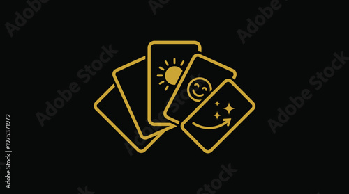 Set of Gold Style Fortune Telling Cards on Black