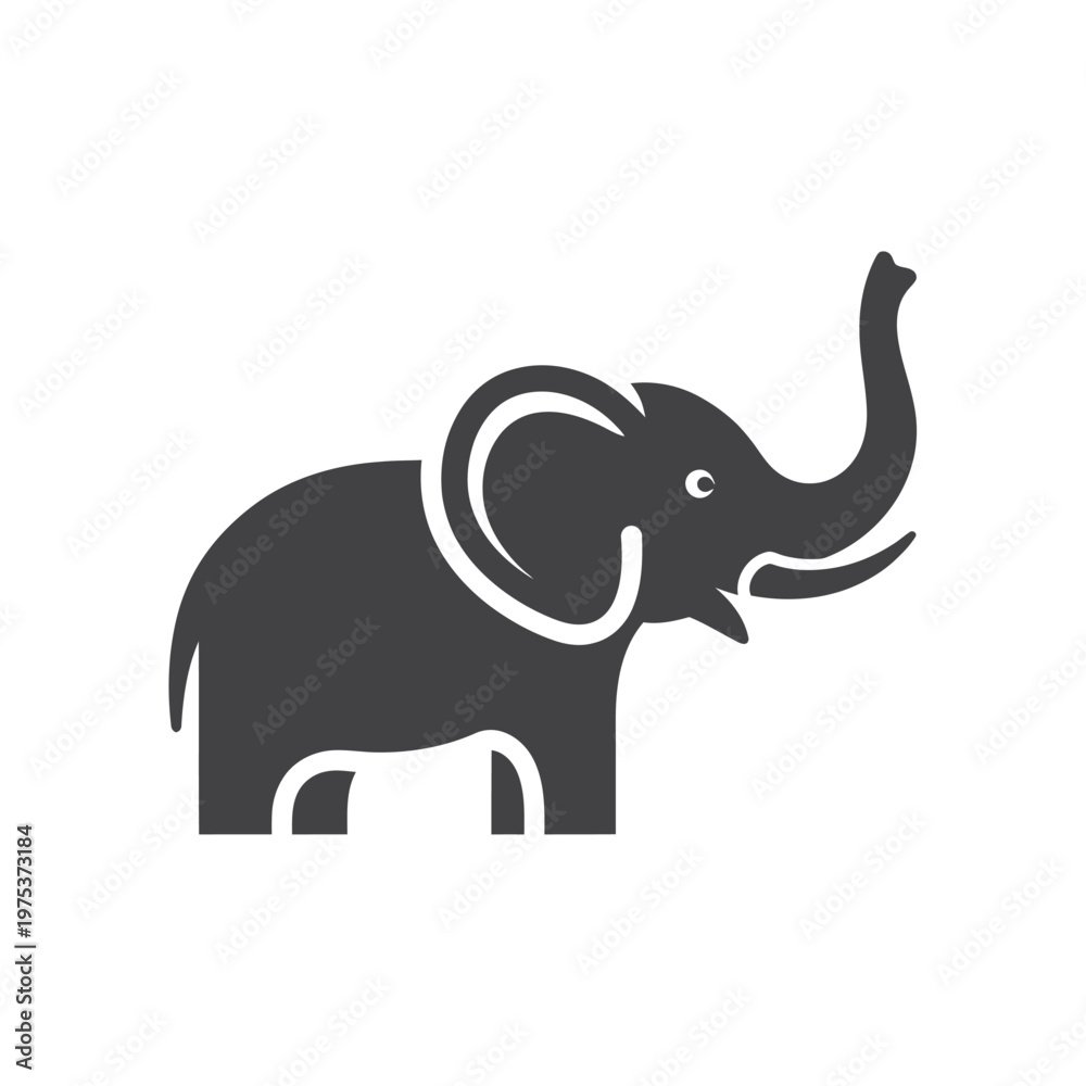Obraz premium Playful elephant silhouette on a white background