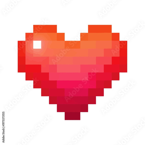 Pixelated heart shape in vibrant colors on white