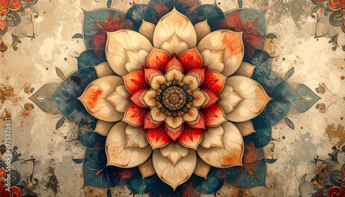 Intricate Mandala Flower Art with Warm Tones.