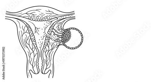 Medical Illustration of Embryo Implantation in the Uterine Wall