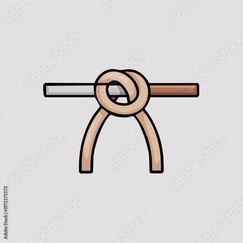A simple knot tied around two rods.