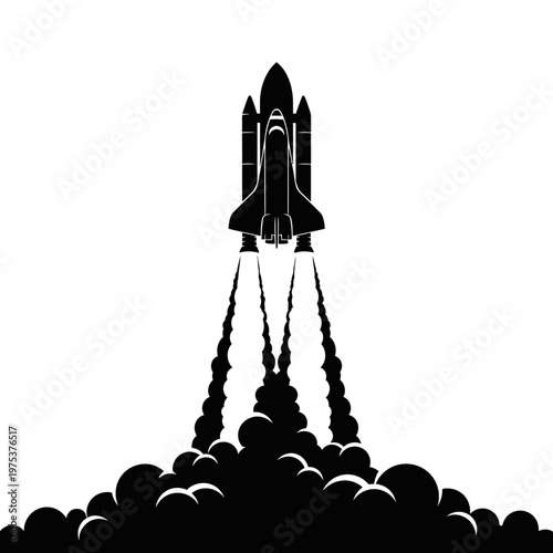 Rocket Launching into the Sky with Smoke Trail