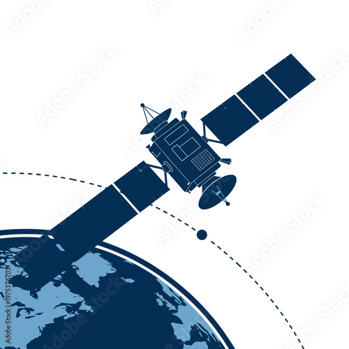 Satellite Orbiting Earth with Path Illustration