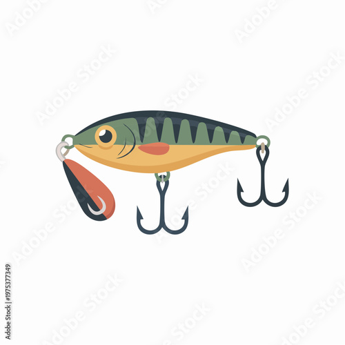 Colorful fishing lure with hooks and spinner.
