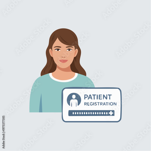 Patient registration concept with a woman.