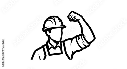 A worker in a hard hat flexing their arm to show strength and pride in their work.