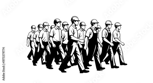 A group of men marching in uniform, symbolizing unity and purpose in their stride.