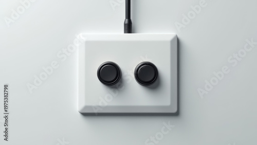 Minimal control panel with two buttons symbolizing binary political decisions simplified governance choices and authority control mechanisms