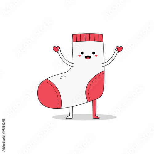 Cute sock cartoon character spreading love doodle