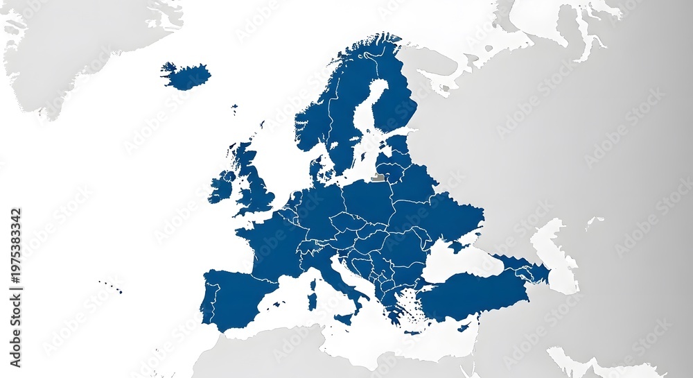 Naklejka premium European union map a geographical representation of member states and political boundaries in europe
