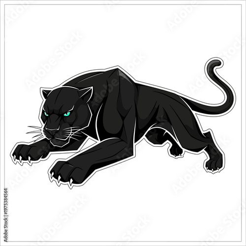 Sleek Black Panther in Dynamic Crouching Pose