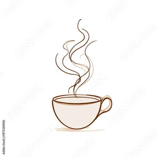Steaming cup of coffee with swirling aroma above