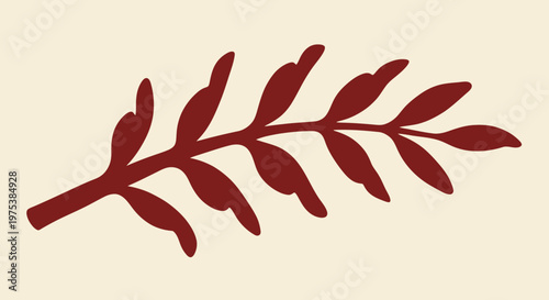 Botanical art background vector illustration of a branch with leaves