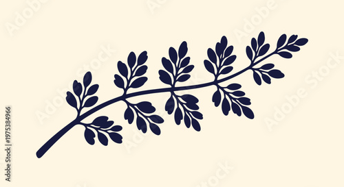 Botanical art background vector illustration of a leafy branch