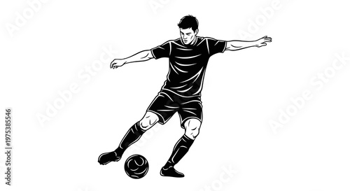 A soccer player in action, kicking the ball with precision and skill.