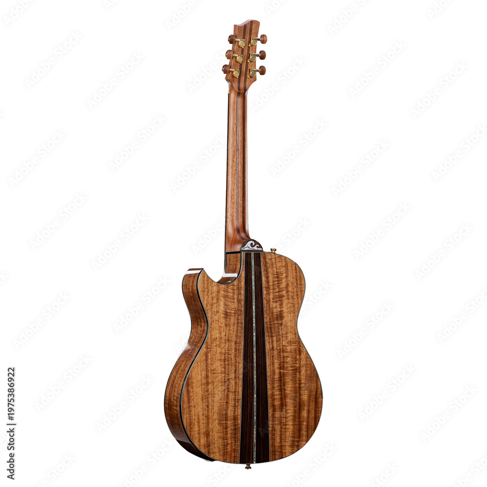 Fototapeta premium Elegant acoustic-electric guitar showcasing intricate wooden grain.