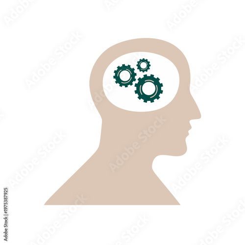 Human Brain with Gears Inte...
