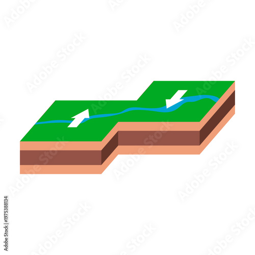Geological Fault Line Tectonic Movement Flat Vector