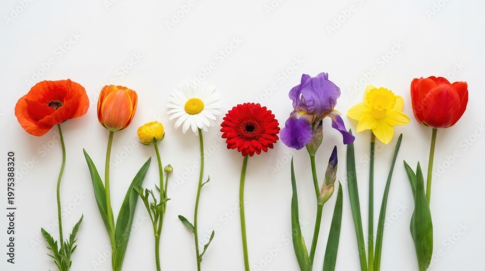 Fototapeta premium Colorful flowers on white background