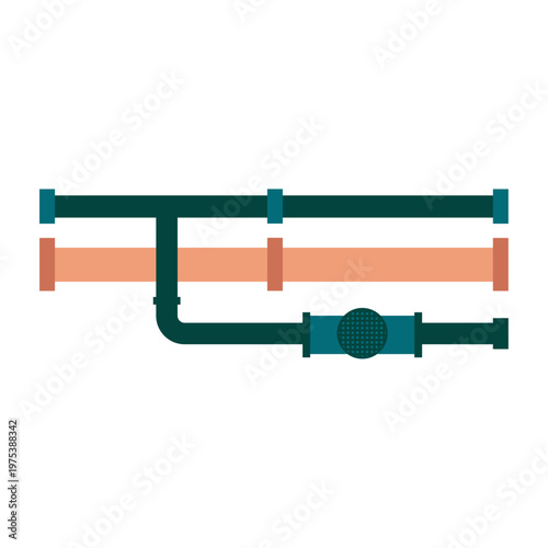 Water Flowing Drainage Pipe Plumbing Concept Vector