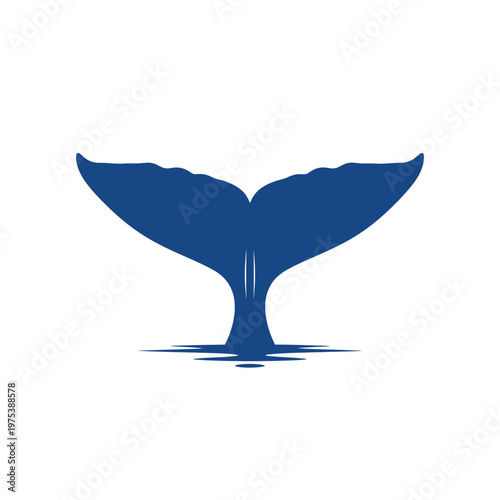 Stylized whale tail emerging from calm water surface