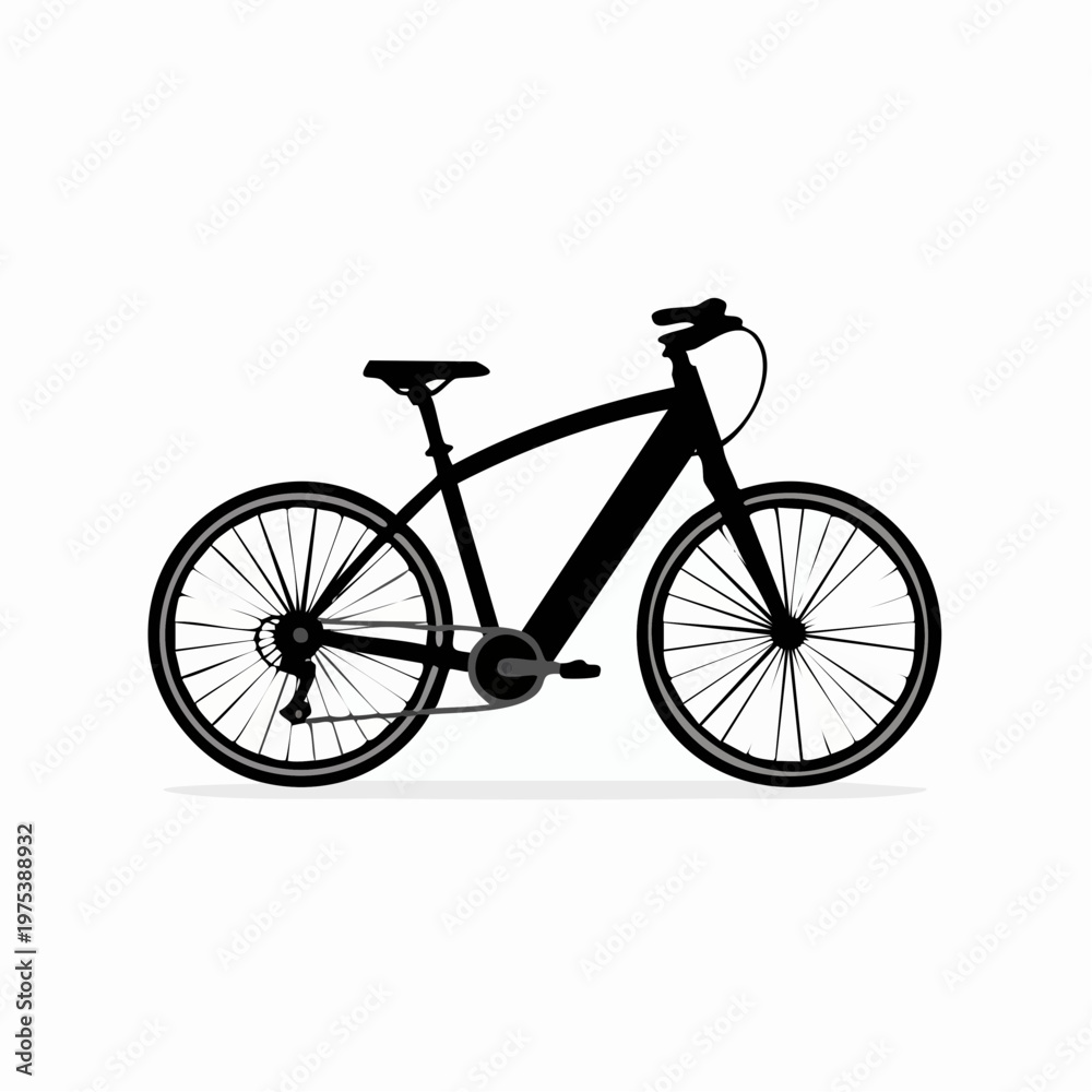 Fototapeta premium Black bicycle silhouette on white background.